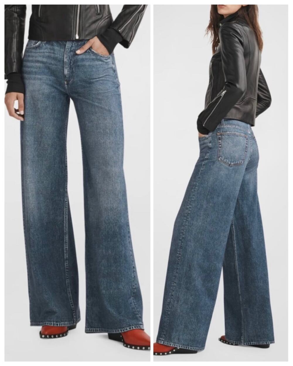 rag & bone Blue Wide-Leg Flare Jeans